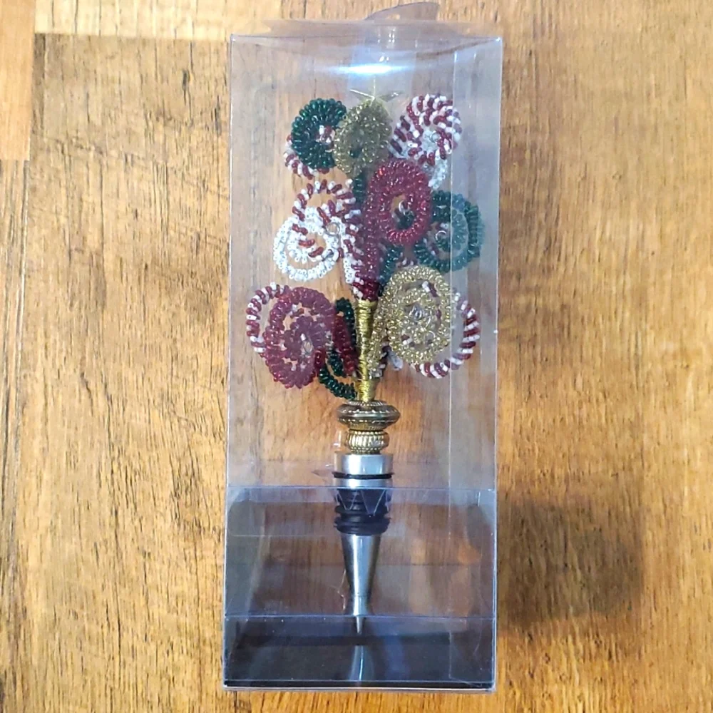 Pier‎ 1 Holiday Swirl Wire Beaded Wine Stopper